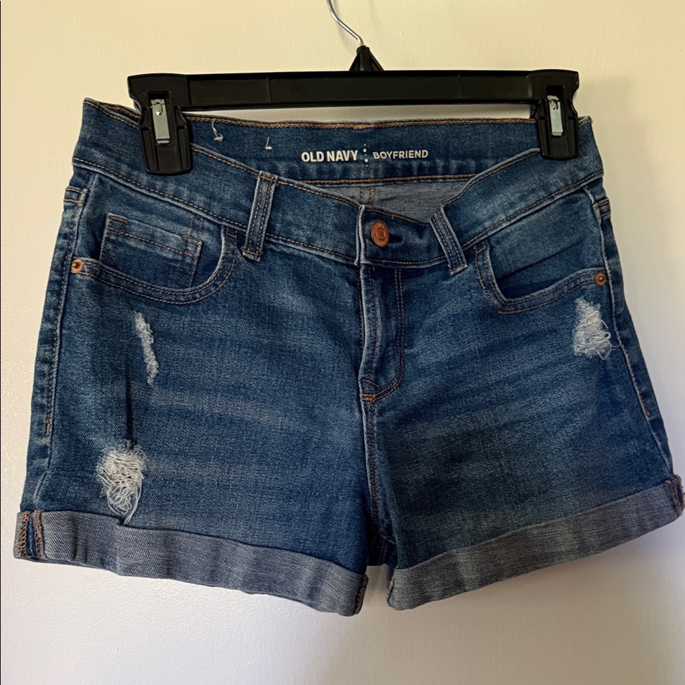 Old Navy Boyfriend Jean Shorts - Blue Denim- 2